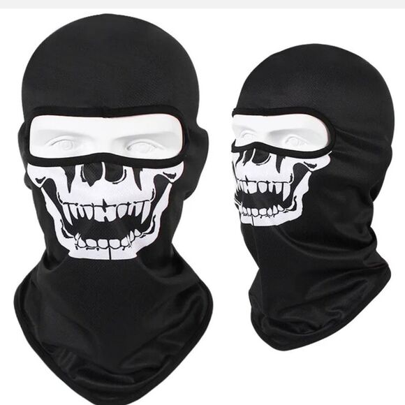 Tactical Skull Ghost Printed Full Face Mask Balaclava Halloween Ski Motorcycle - Picture 1 of 6